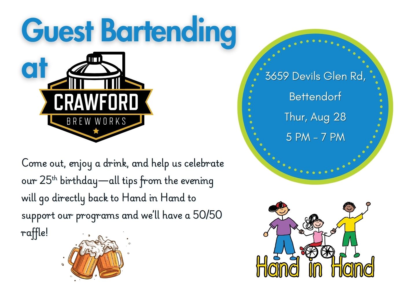 Hand in Hand Guest Bartending at Crawford Brew Works